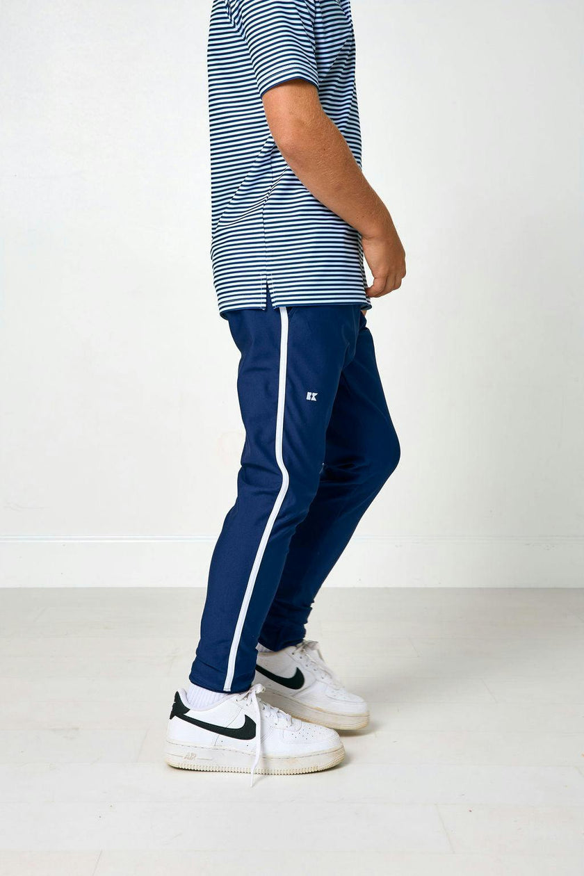 navy retro warm-up jogger