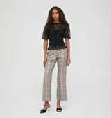 The Annina Pant - Baroque Diamond Block Berry/Green