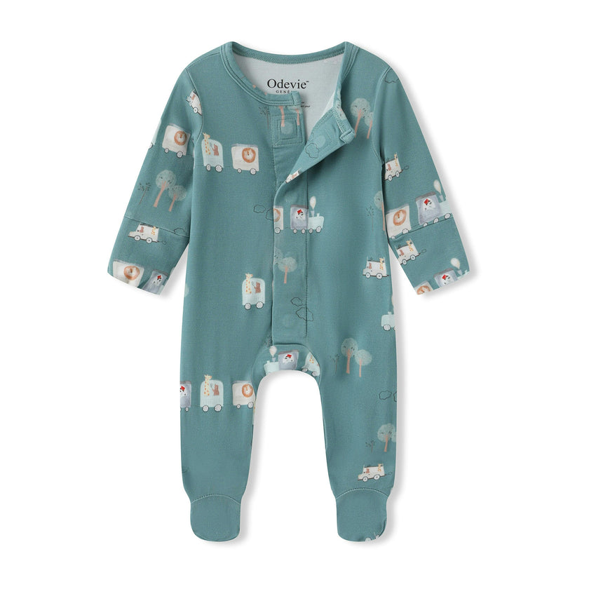 Bamboo Magnetic Footie Pajama - Le Petit Express Green