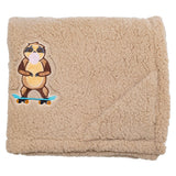 Cozy Switch Blanket – Reversible Sherpa & Mink Fleece Blanket with Embroidered Appliqué, Skating Sloths