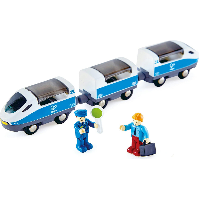 Hape: Intercity Train&nbsp;- Blue & White - Wooden Train Toy Set