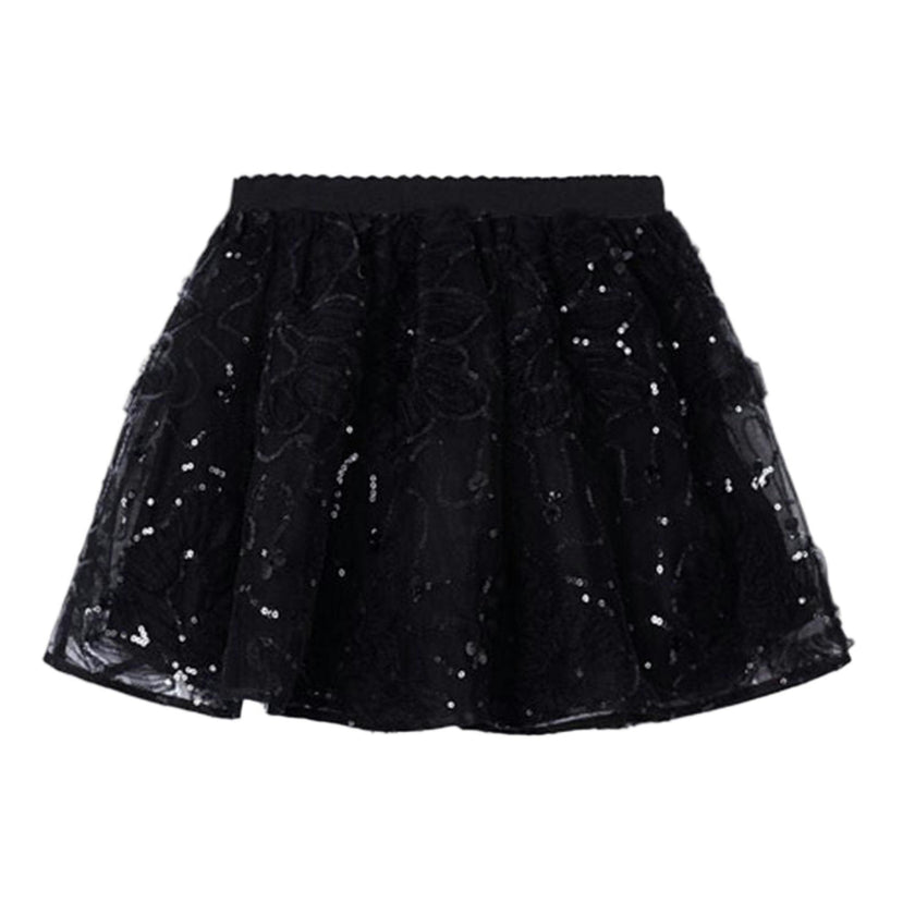 Black Tulle Applique Skirt
