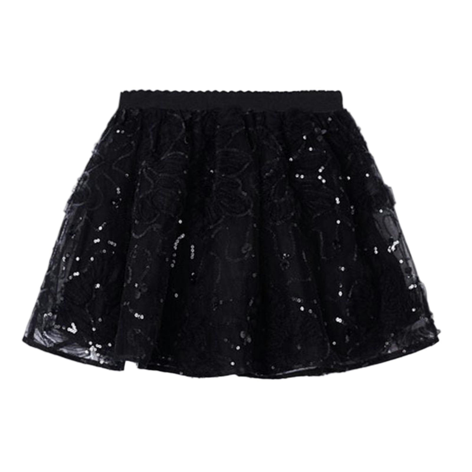 Black Tulle Applique Skirt