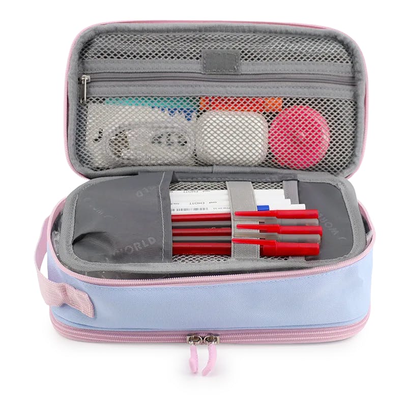 Oz Daypack Backpack with Doodle Large Pencil Case in Baby Blue