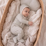 Organic Kimono Top & Footed Pants Set - Olive Stripes