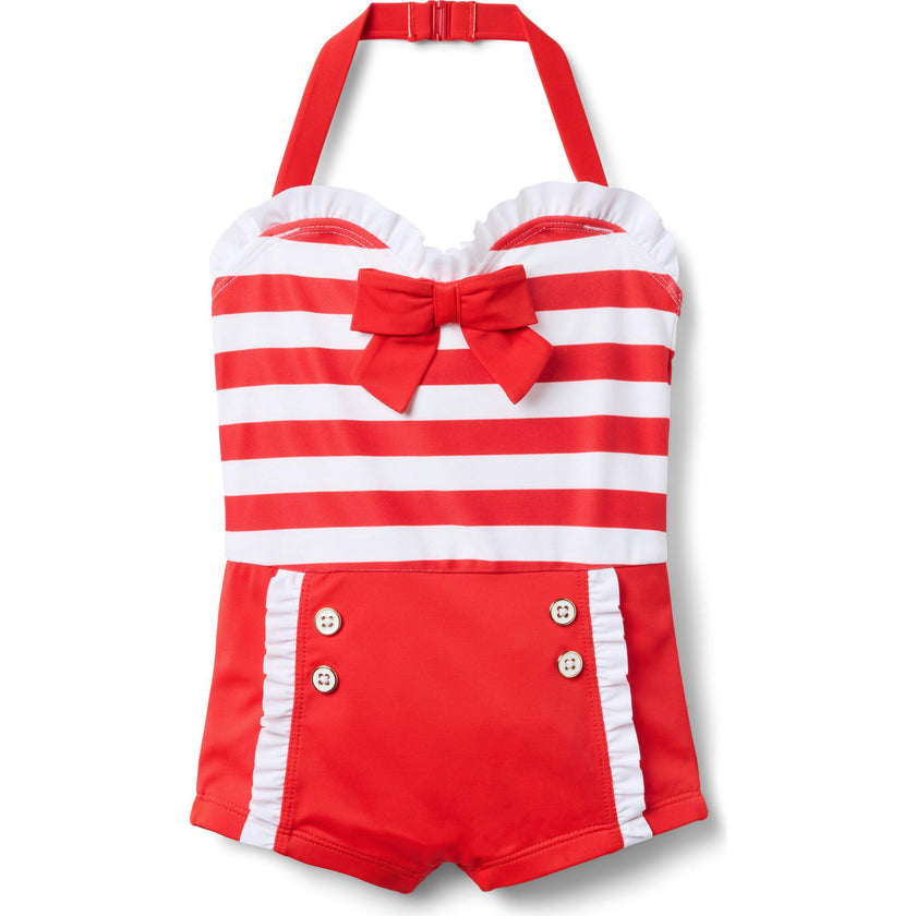 Recycled Retro Striped Swimsuit