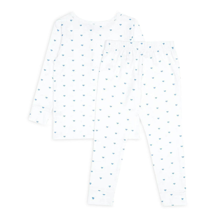 unisex blue heart pima pajamas set