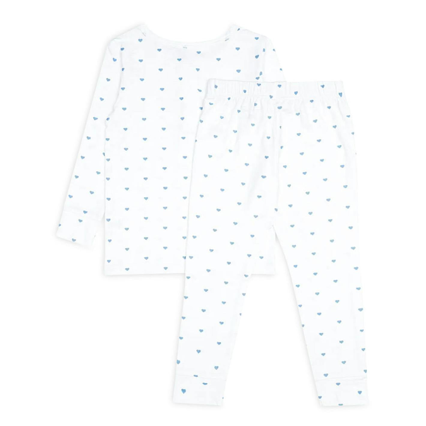 unisex blue heart pima pajamas set
