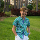 Tropical Palms Short Sleeve Collared Shirt