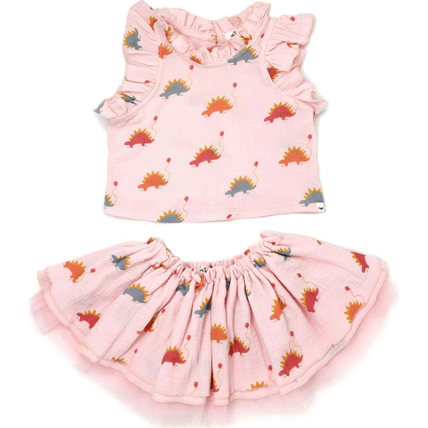 Stegosaurus Party Gauze Lola Top Tutu Skirt Set