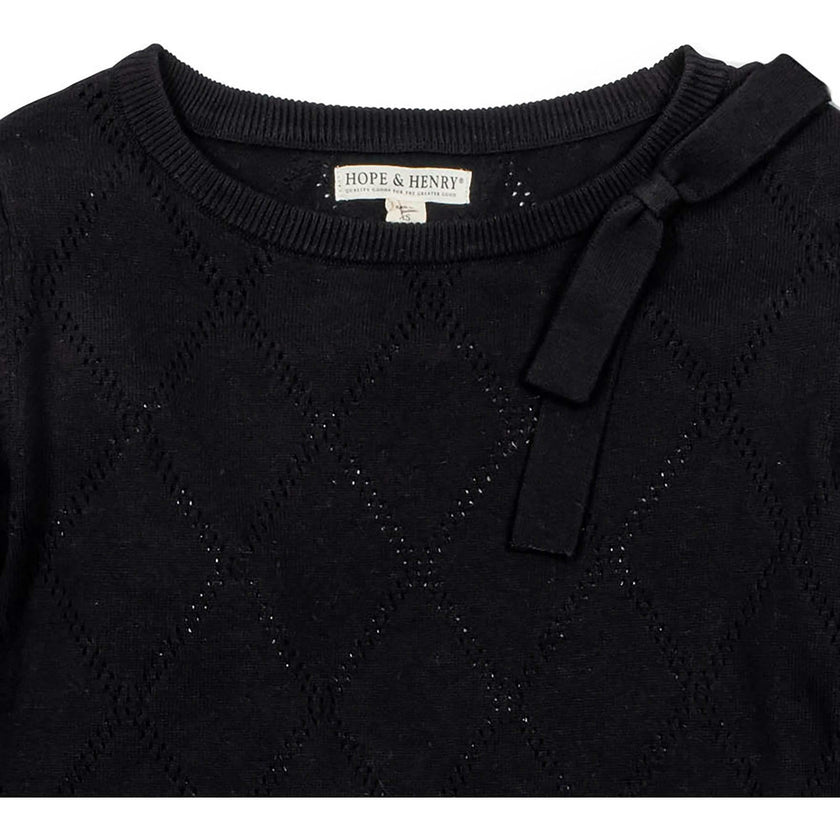 Organic Bow Detail Pointelle Sweater, Black