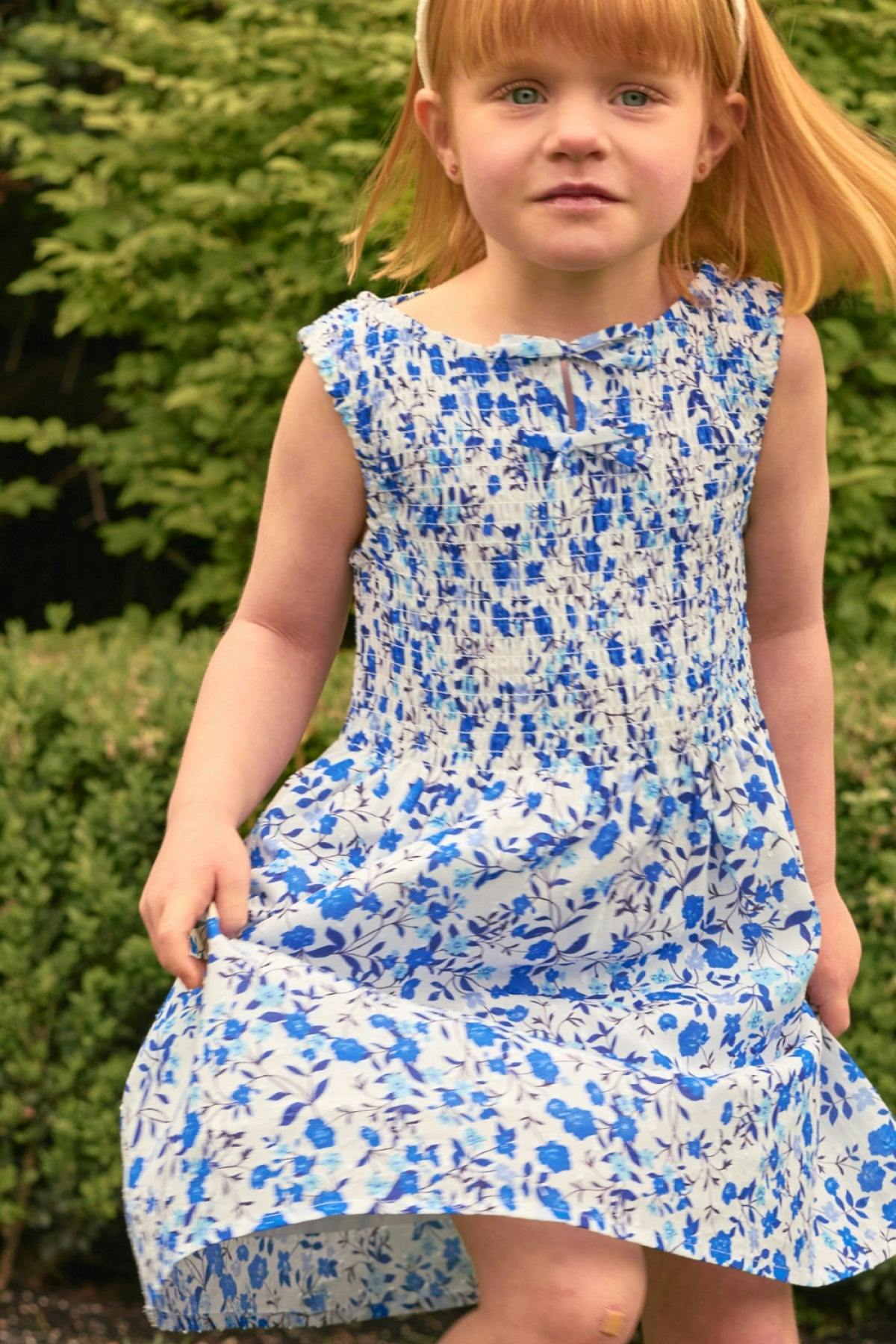 Mini Ana Dress in Ditsy Cobalt Floral