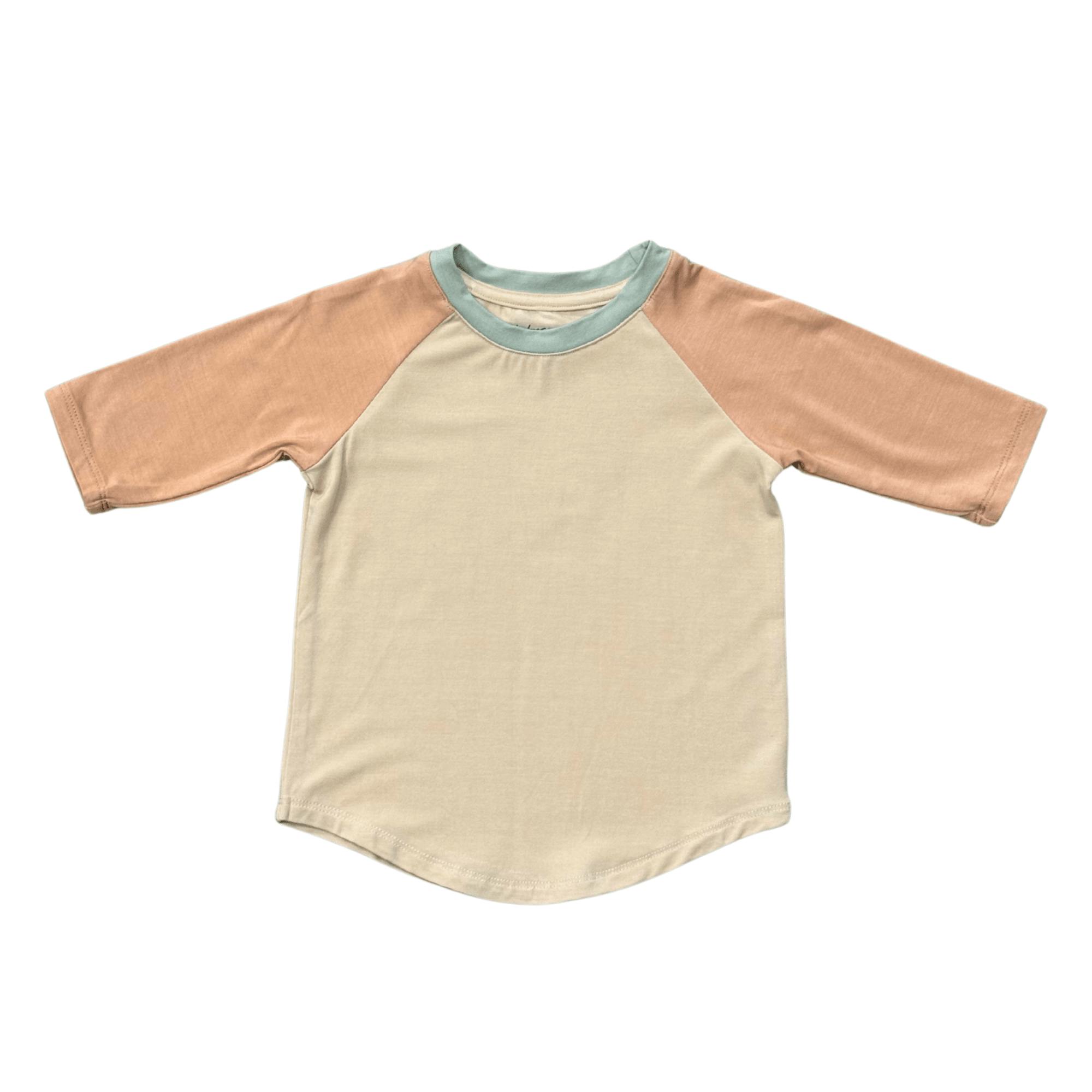 3/4 Sleeve Baseball Tee in Beige
