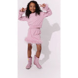 Pink Feather Sweat Suit