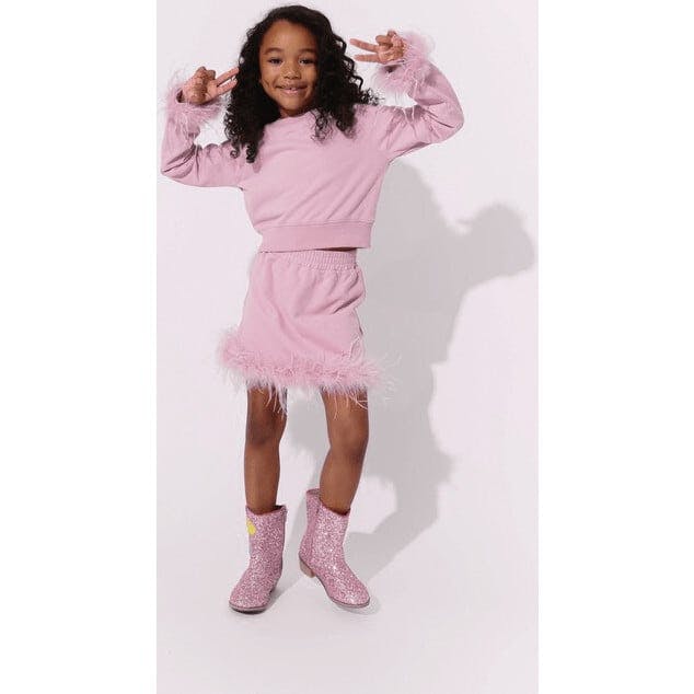 Pink Feather Sweat Suit