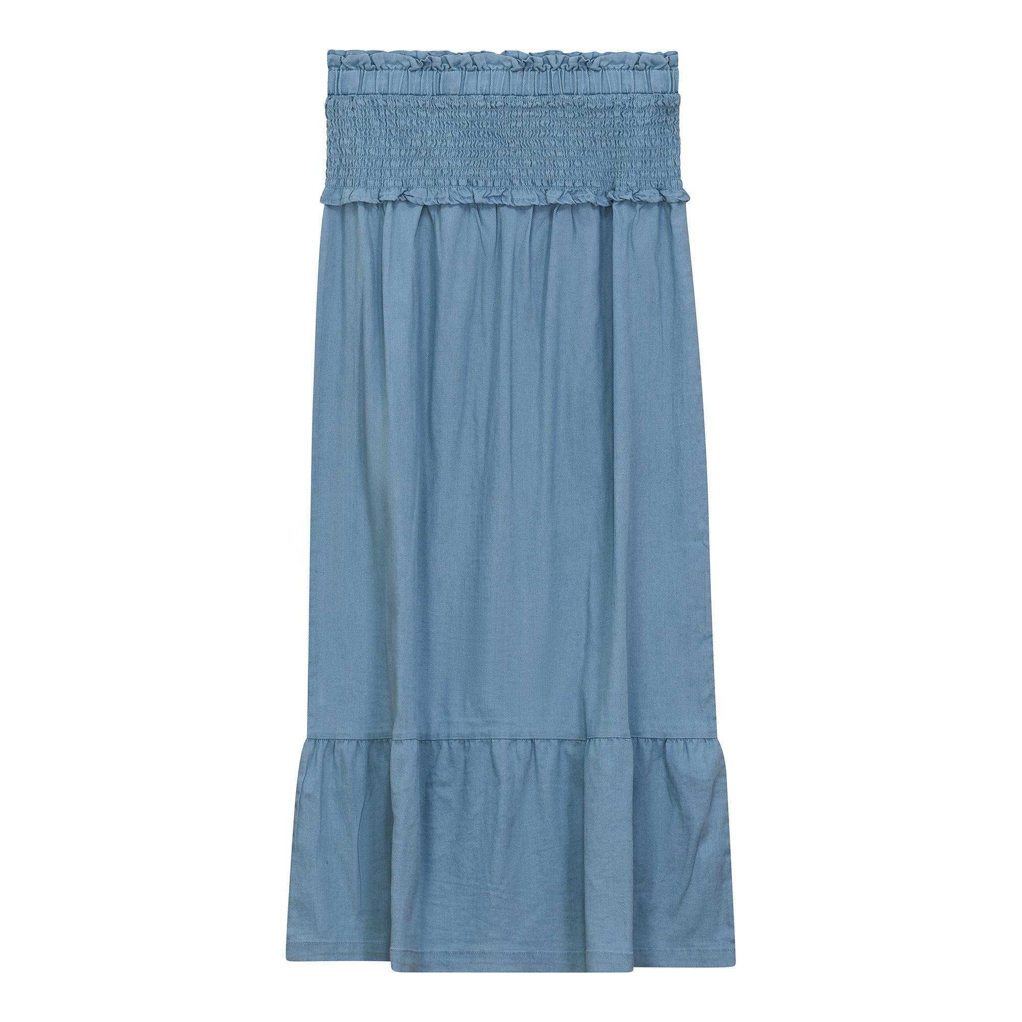 Denim Smoked Yoke Skirt