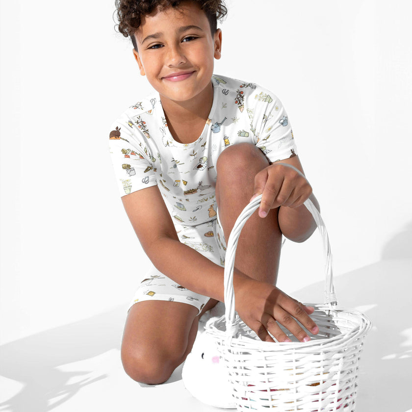 Bunny Garden Bamboo Kids Pajama Short Set