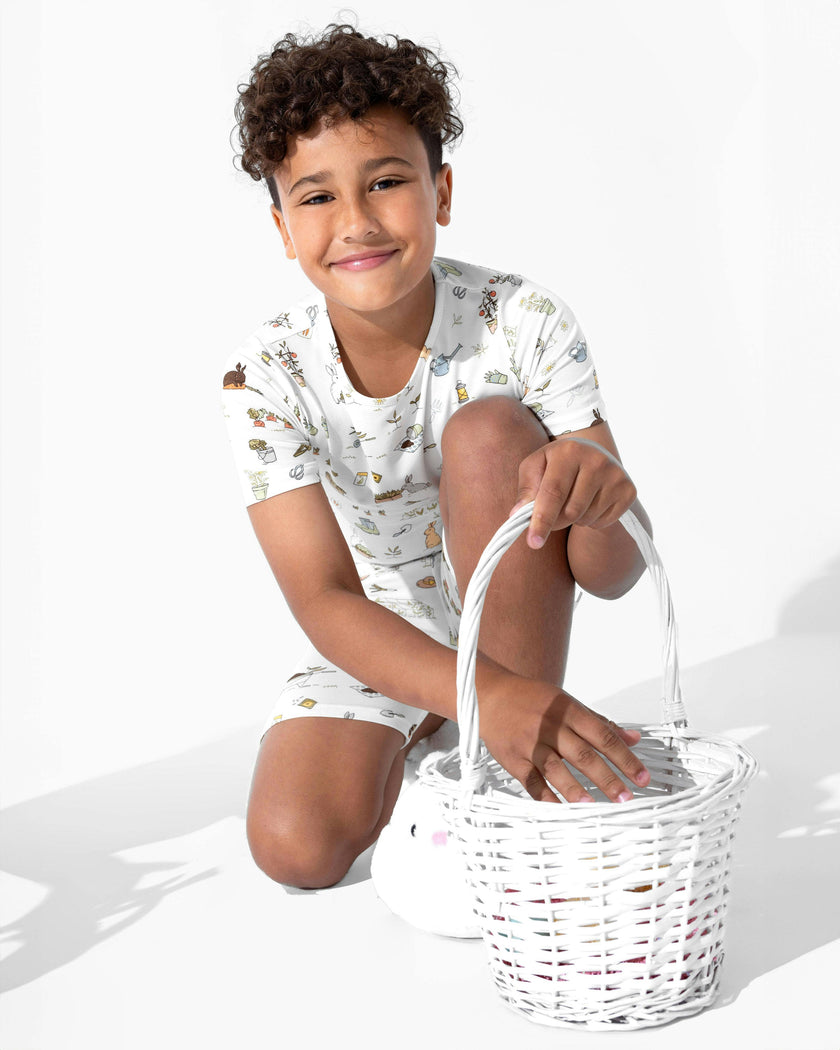 Bunny Garden Bamboo Kids Pajama Short Set