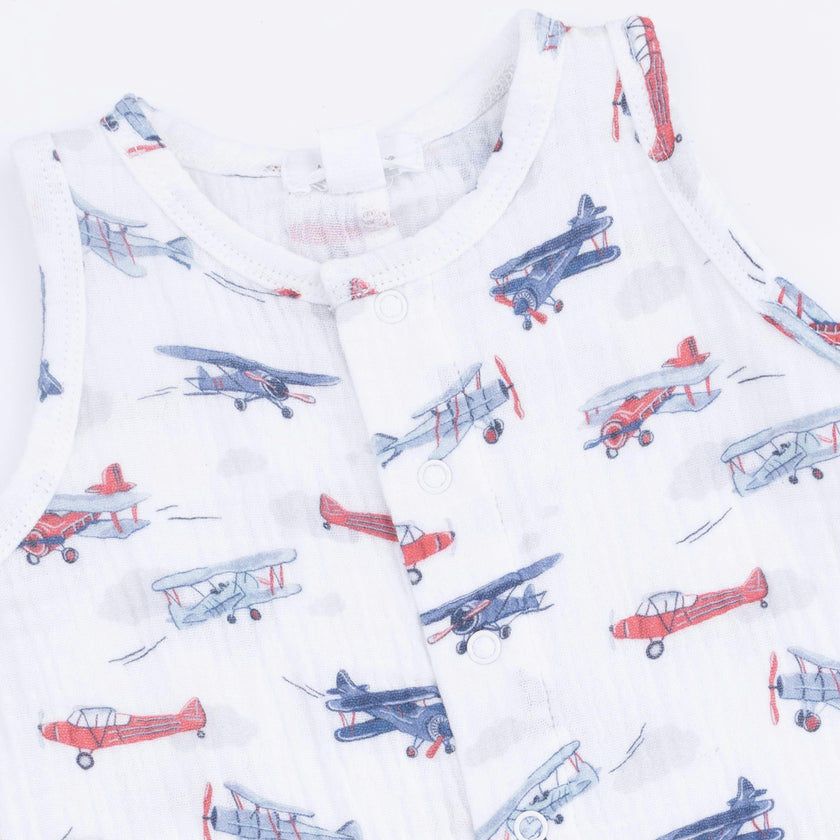 Vintage Planes - Sleeveless Shortie Romper