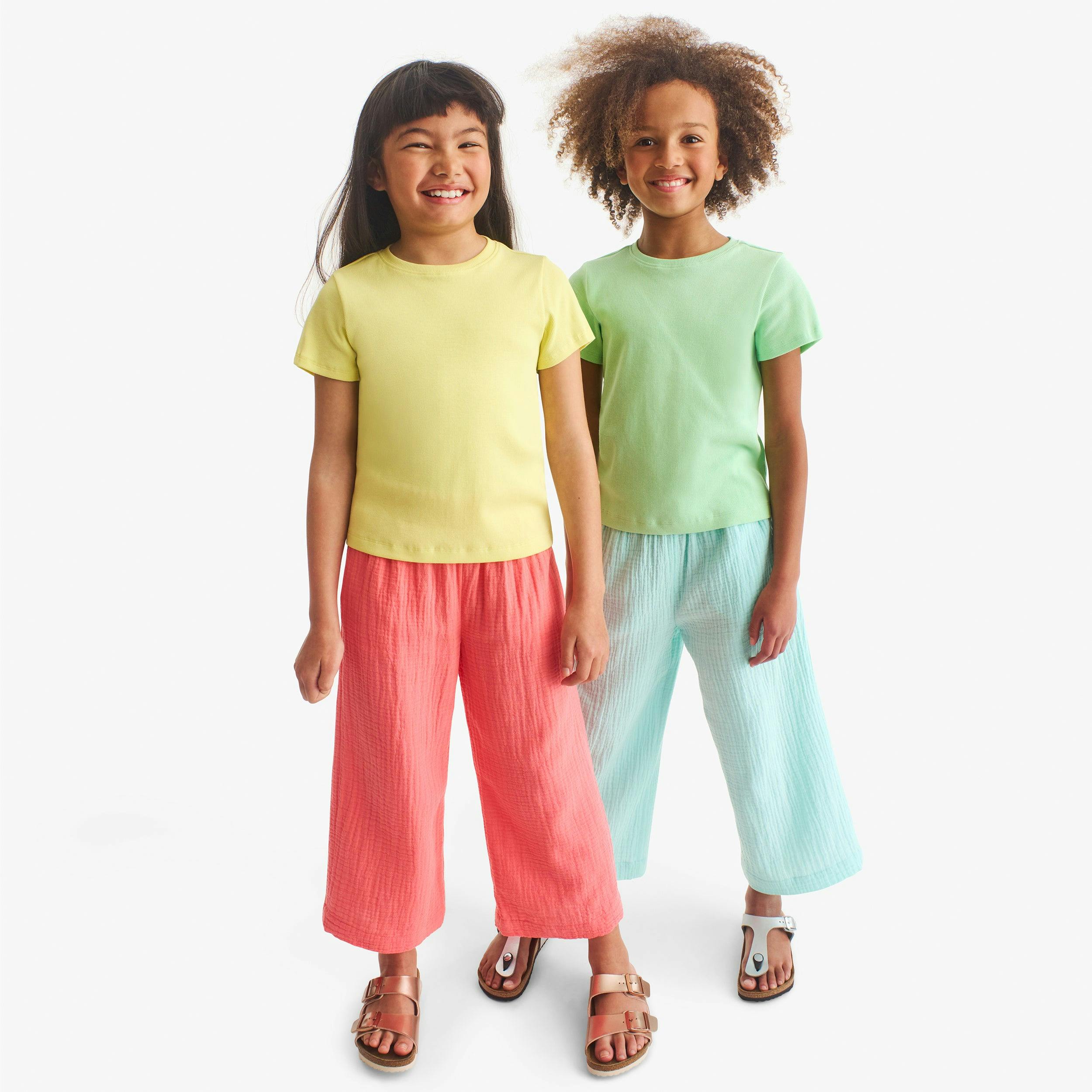 Clearance kids cotton gauze cropped easy pant