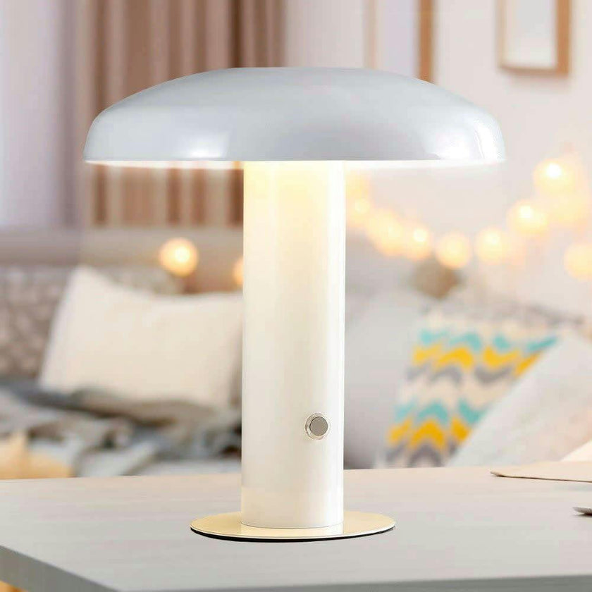 Suillius 11" Contemporary Bohemian Rechargeable/Cordless Iron Integrated LED Mushroom Table Lamp
