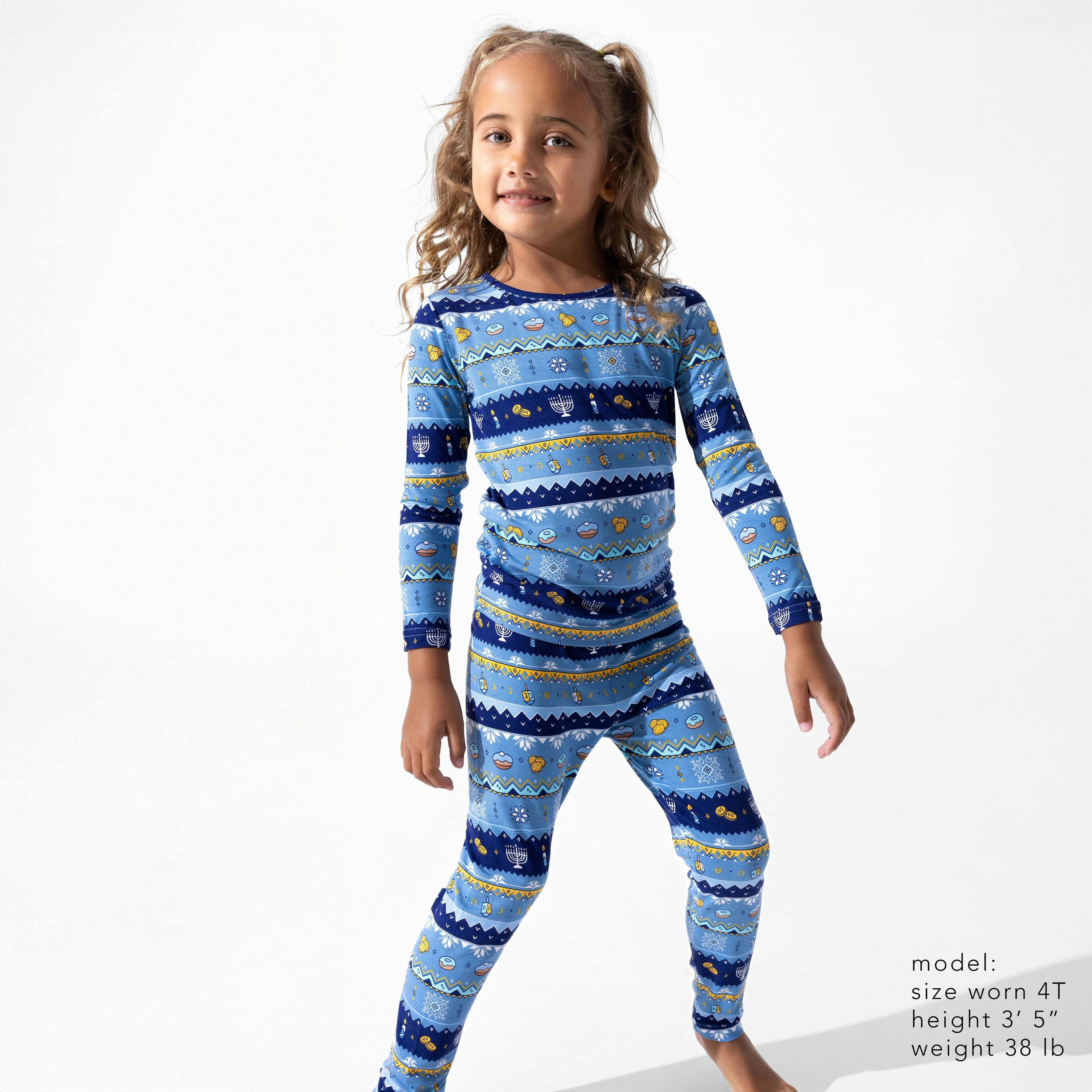Hanukkah Fair Isle Bamboo Kids Pajamas