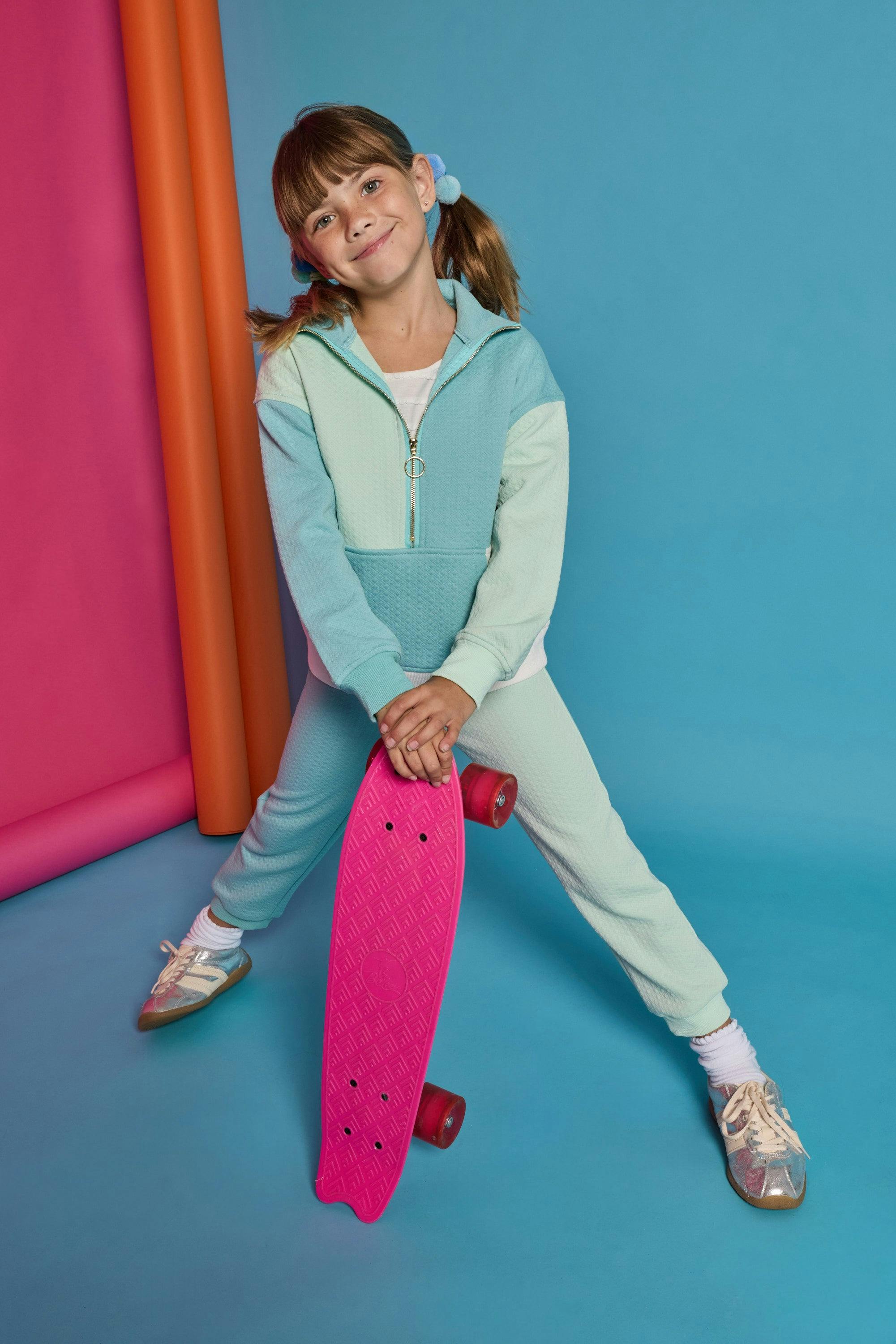 Color Block Pullover - Blue & Mint