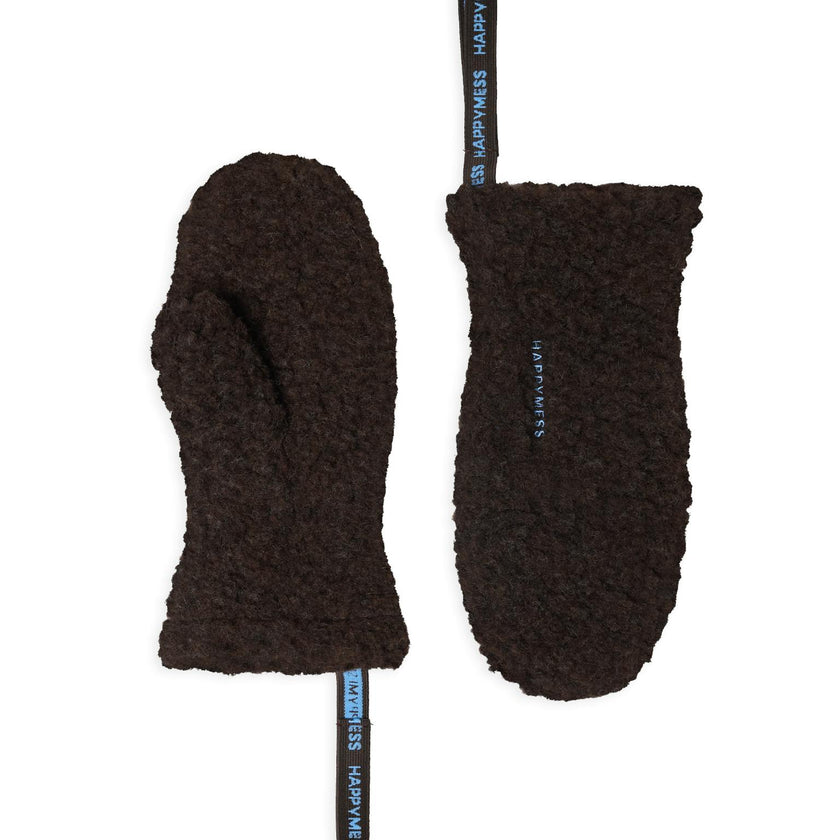 adult merino wool mittens - chocolate brown