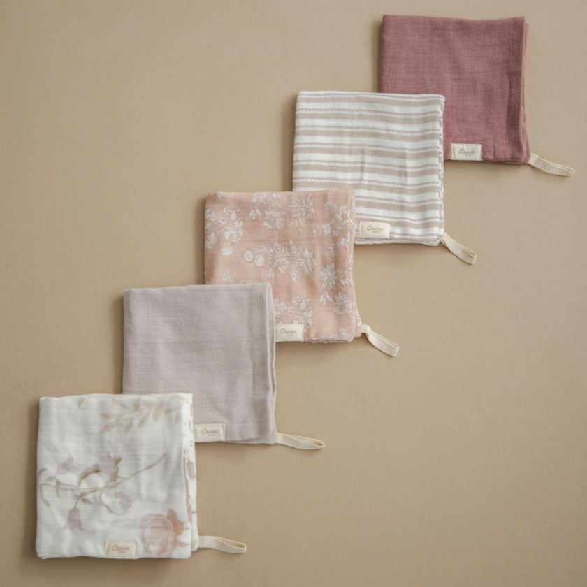 Violet Wildflower Cotton Washcloth (Set of 5)