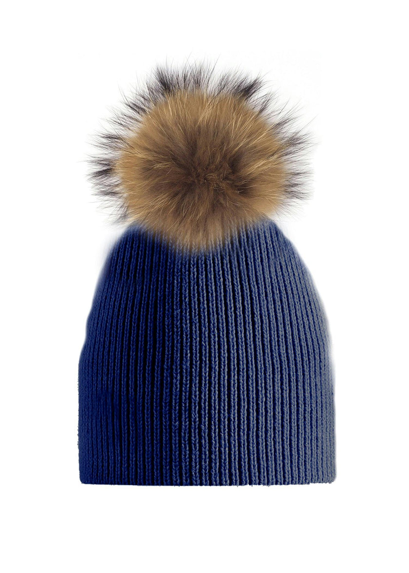Knitted Wool Hat With A Genuine Fur Pom (TikTok)