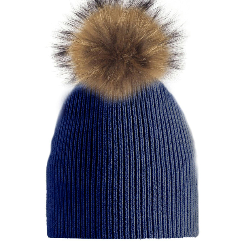 Knitted Wool Hat With A Genuine Fur Pom (TikTok)