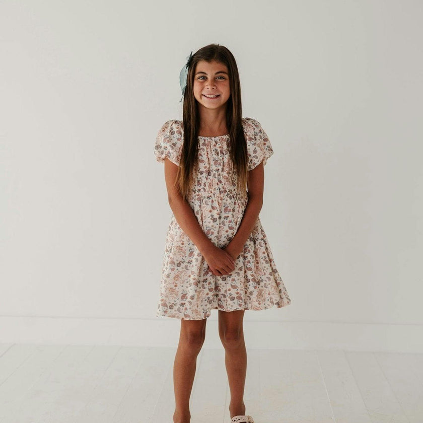 Peasant Bubble Sleeve Dress Isabella Paisley