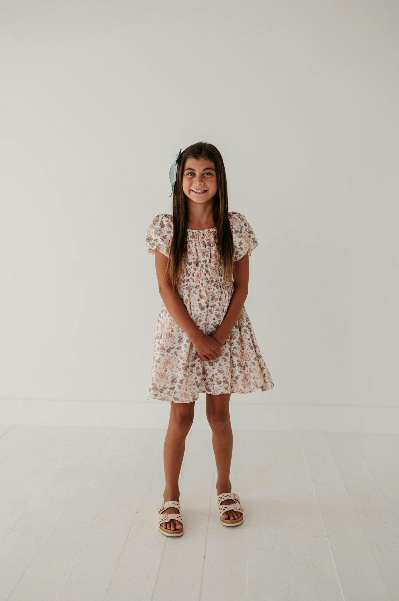 Peasant Bubble Sleeve Dress Isabella Paisley