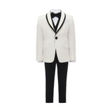 Cream-Black Trim Shawl Lapel 5 Pcs Tuxedo Set