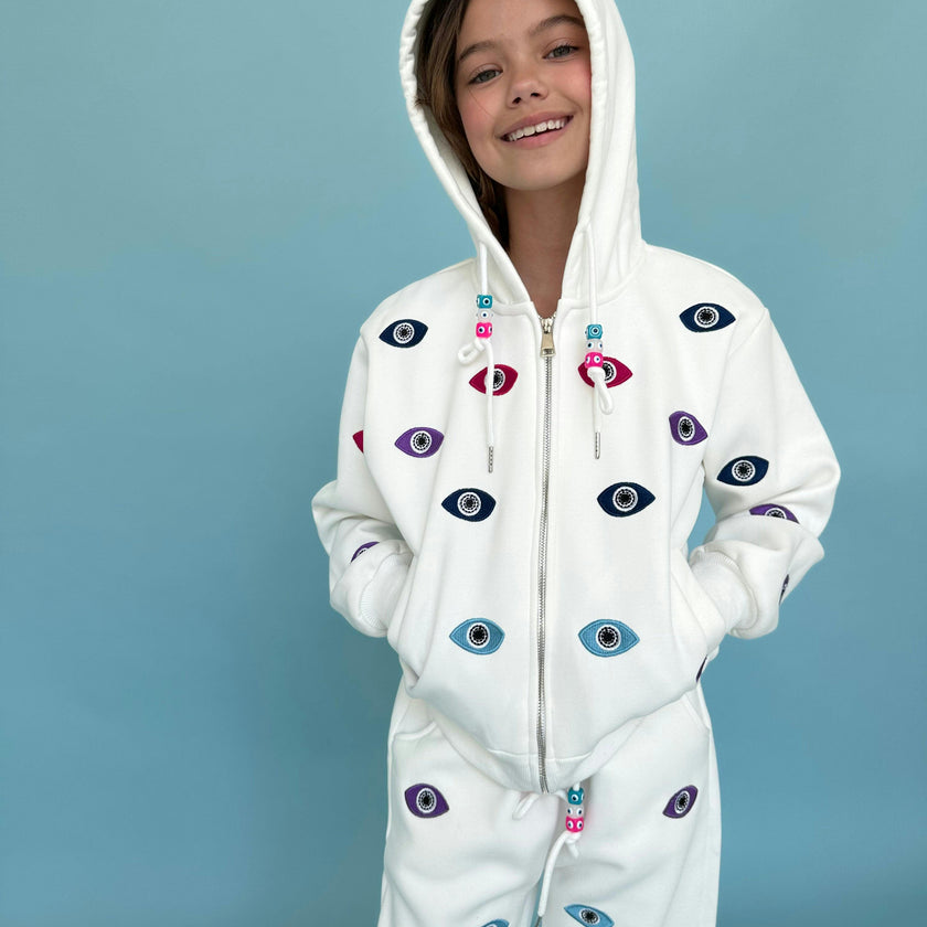 Rainbow Evil Eye Applique 2-Piece Jogger Set