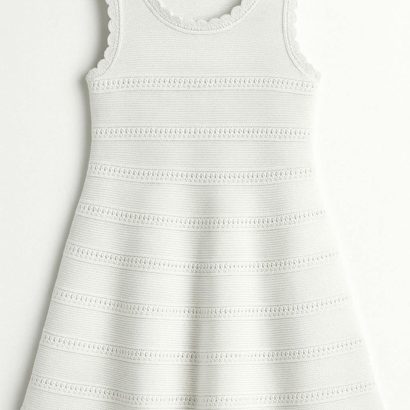 Cali Crochet Flare Summer Beach Dress - White