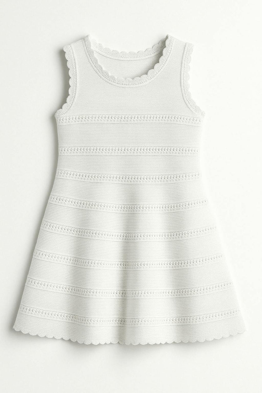 Cali Crochet Flare Summer Beach Dress - White