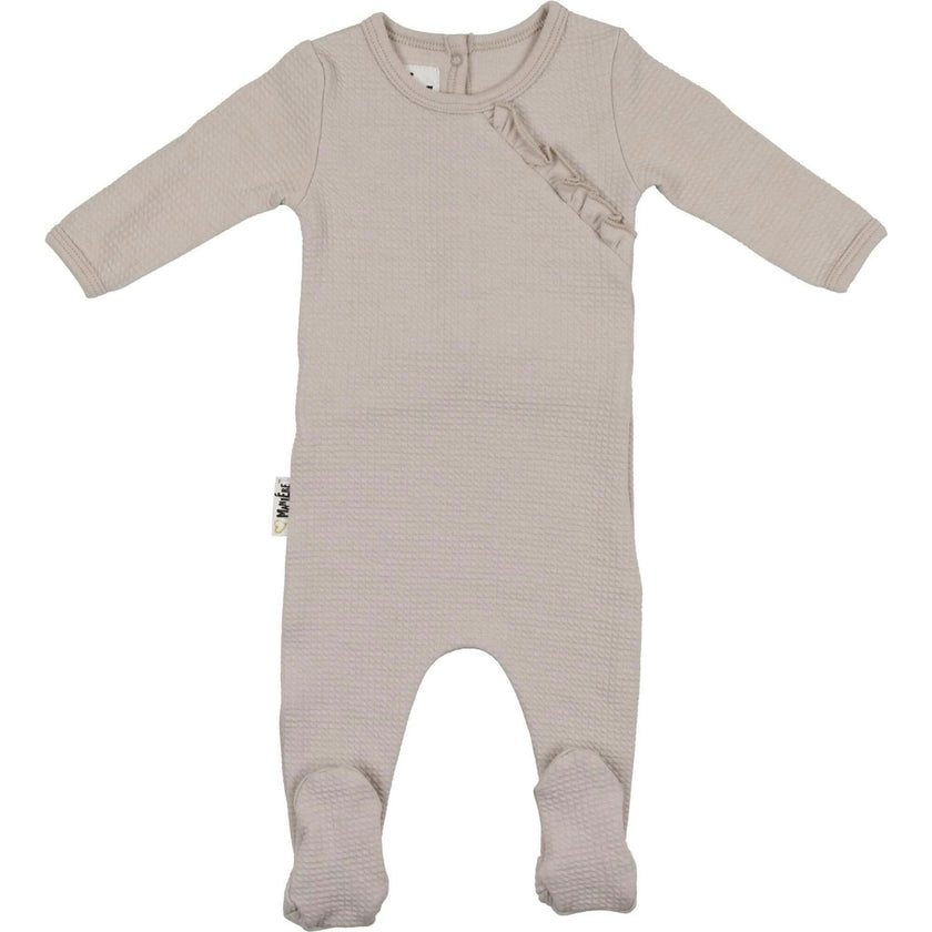 Quilted Waffle Girls Long Sleeve Footie