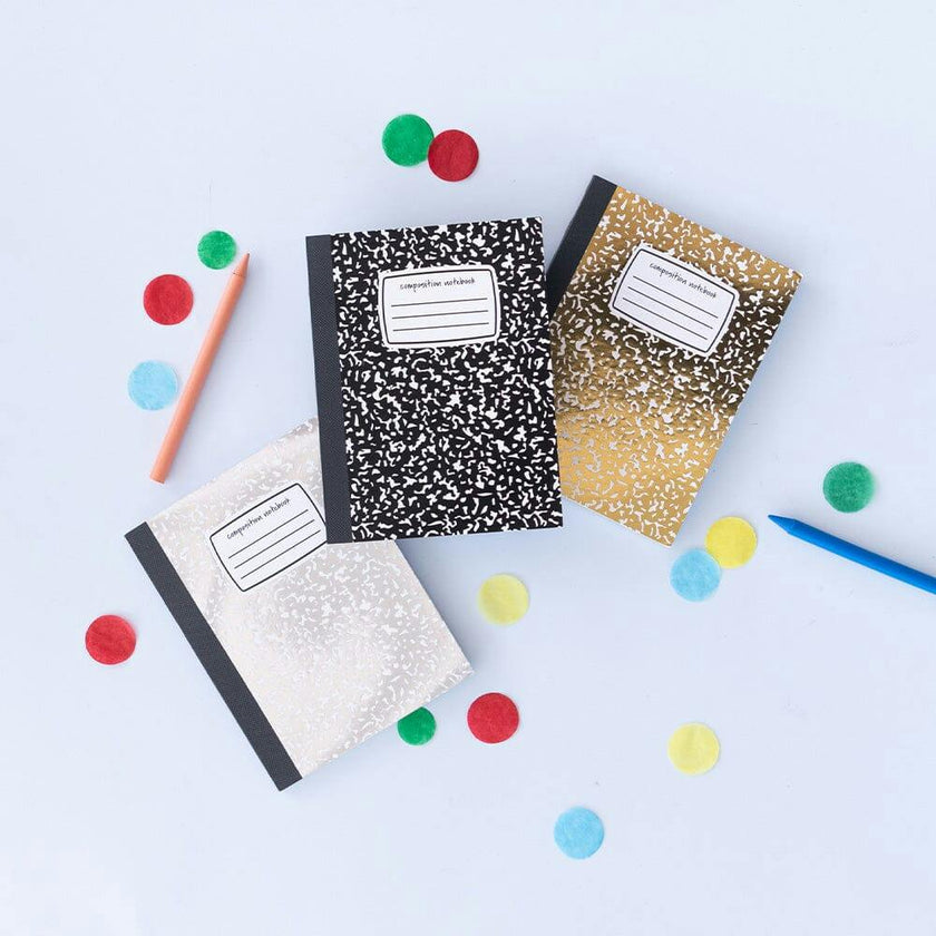 Mini Composition Notebook Metallic Silver