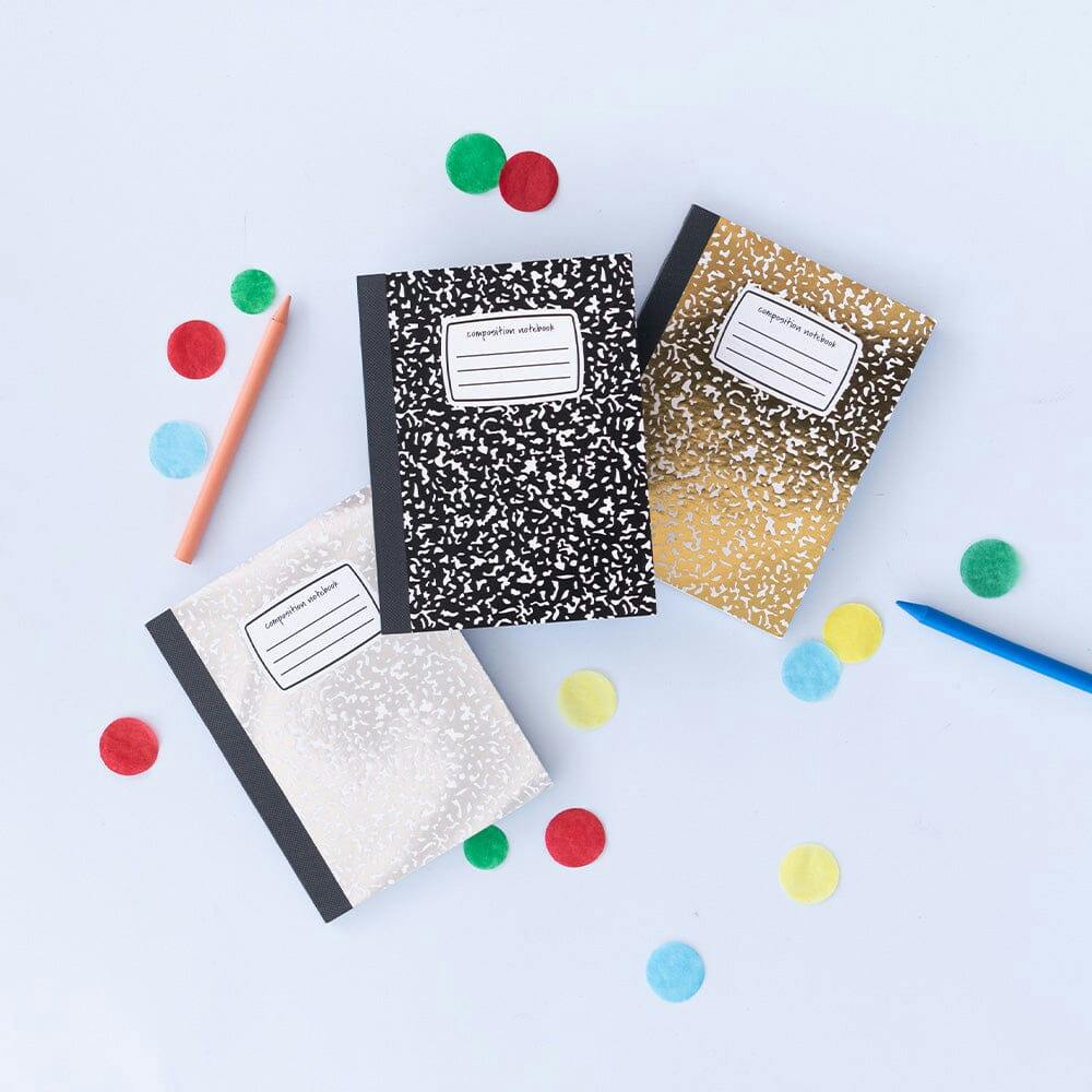 Mini Composition Notebook Metallic Silver