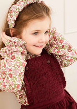 Corduroy Frill Detail Skirt with Braces in Burgundy (12mths-3yrs)