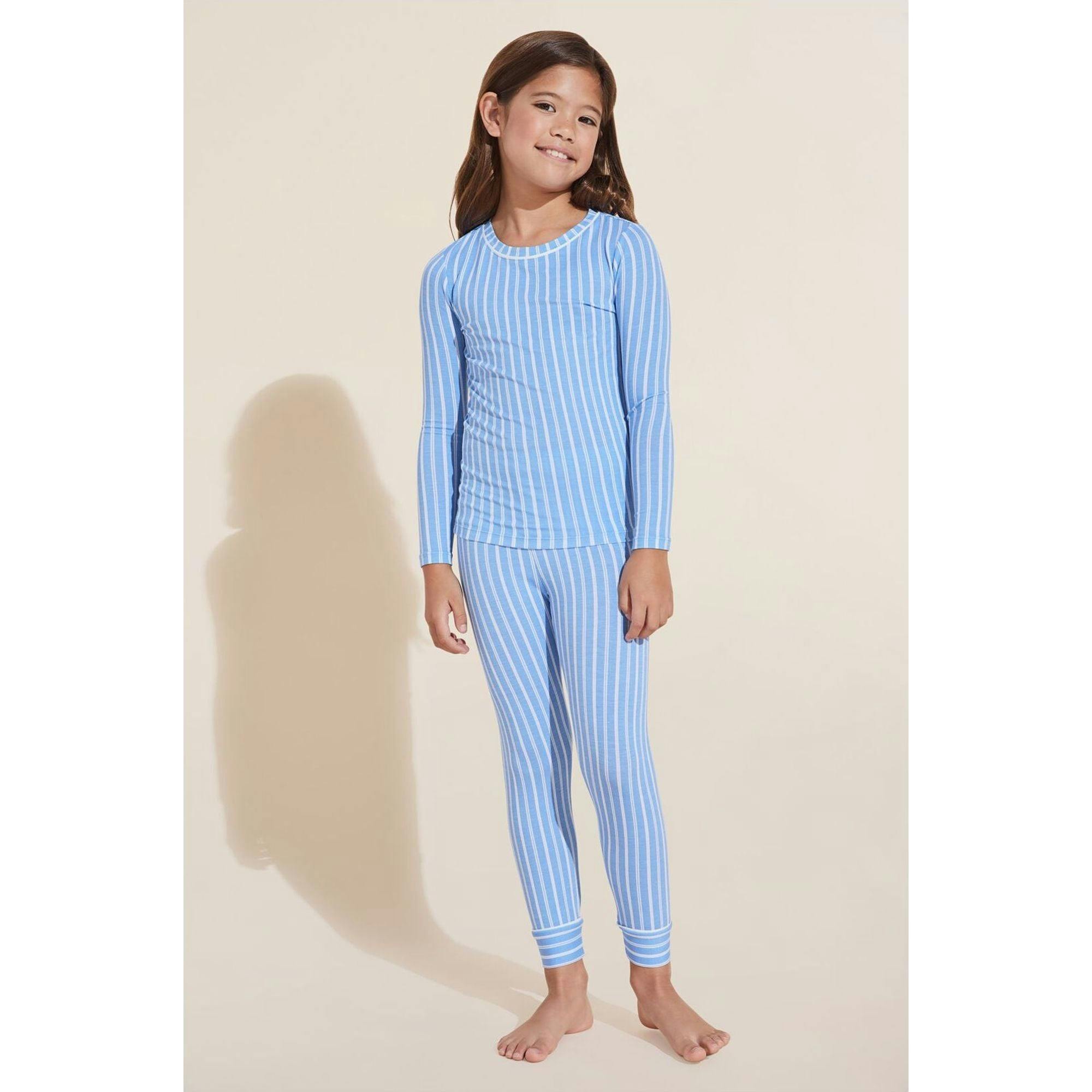 Kids Printed TENCEL™ Modal Unisex Long PJ Set, Blue