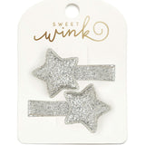 Silver Glitter Star Clip Set