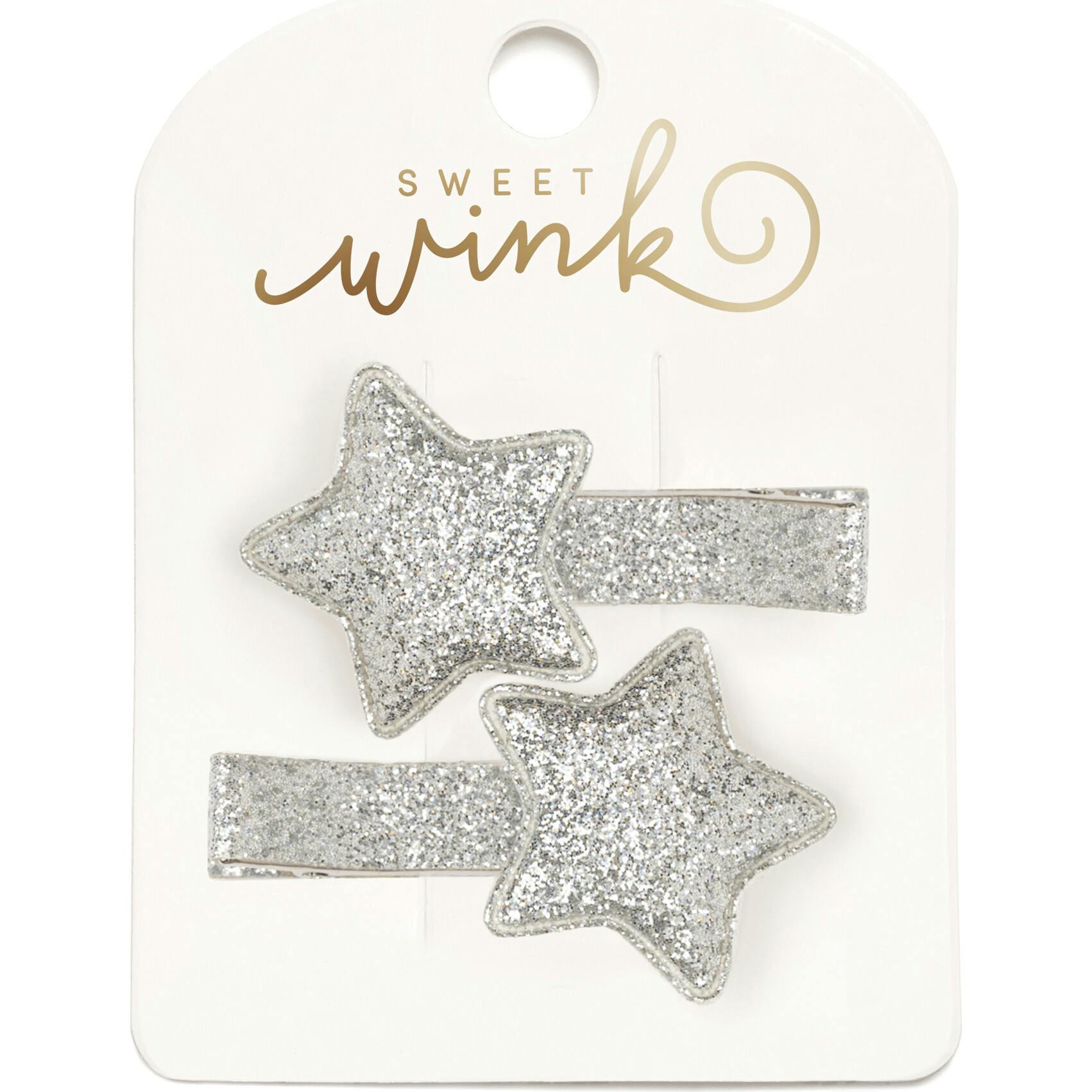 Silver Glitter Star Clip Set