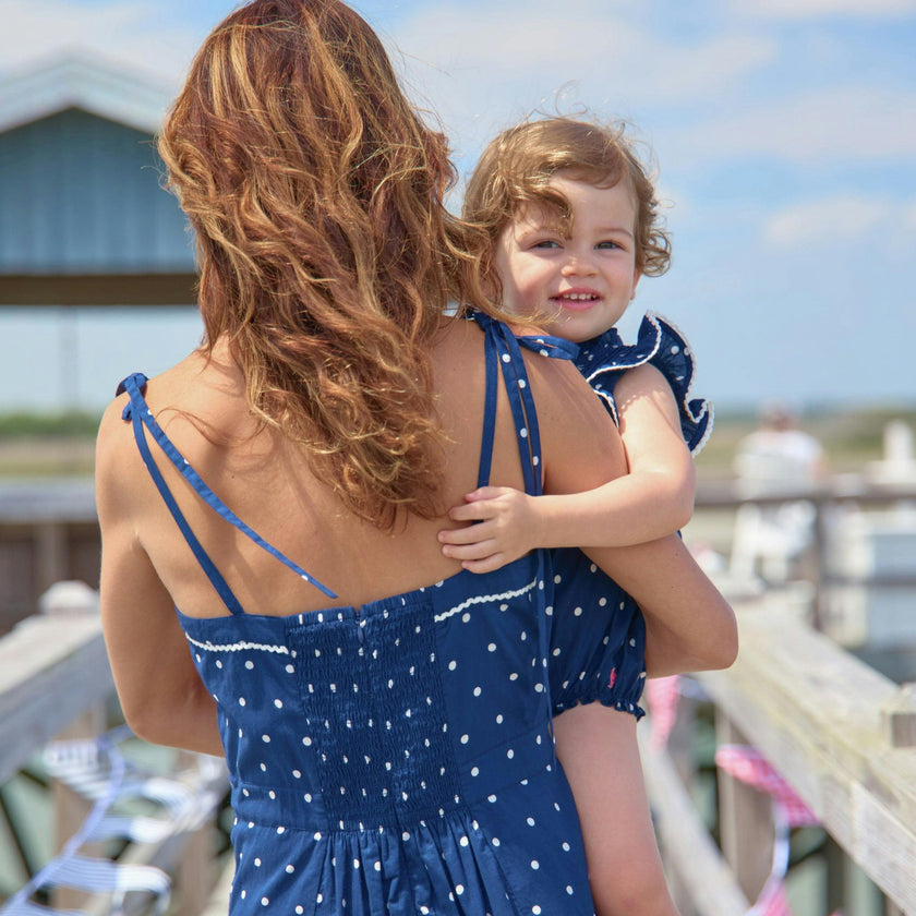 Womens Marilyn Dress - Navy Dot
