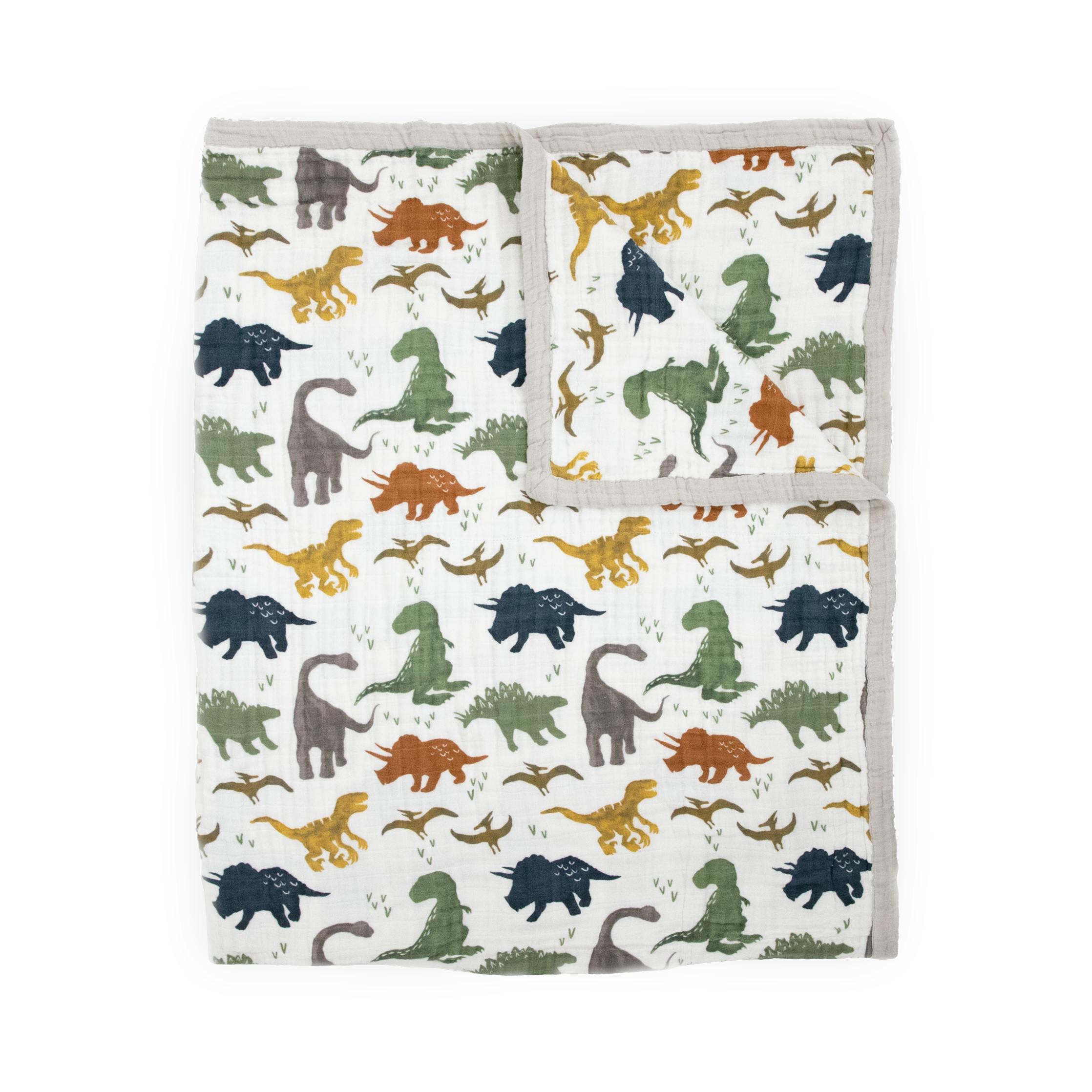 Cotton Muslin Quilted Throw - Dino Friends