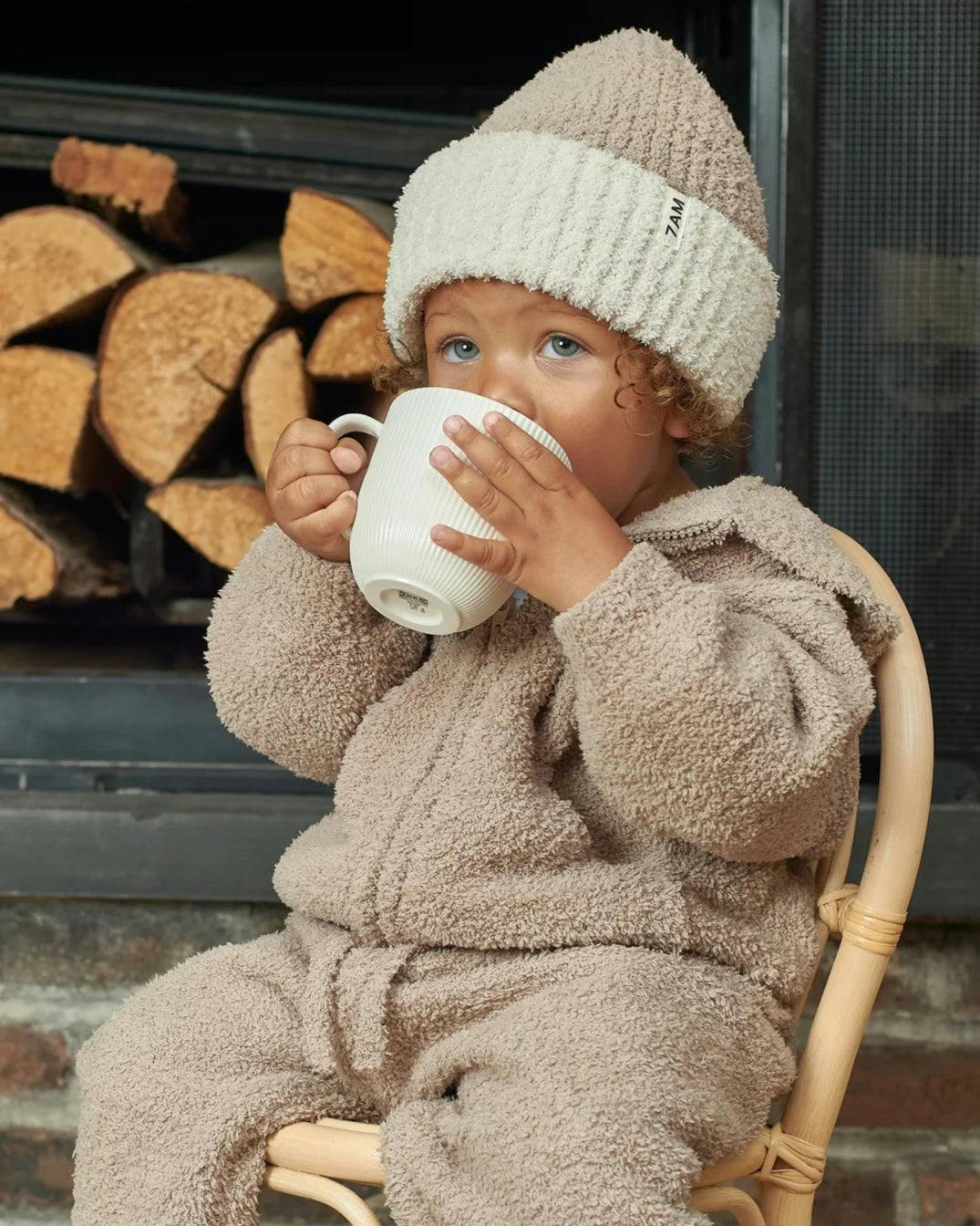 2-Tone Ribbed Beanie - Fuzzy