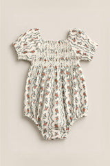 Baby Sunday Best Romper in Linear Poppy Woodblock