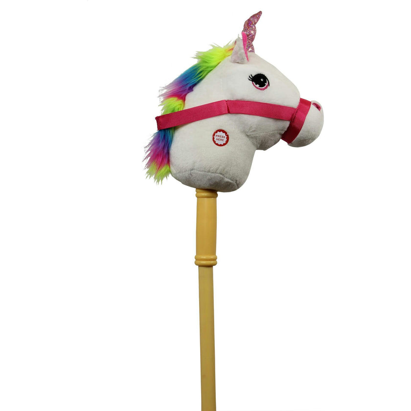 28" White Unicorn Plush Stick w/ Sounds