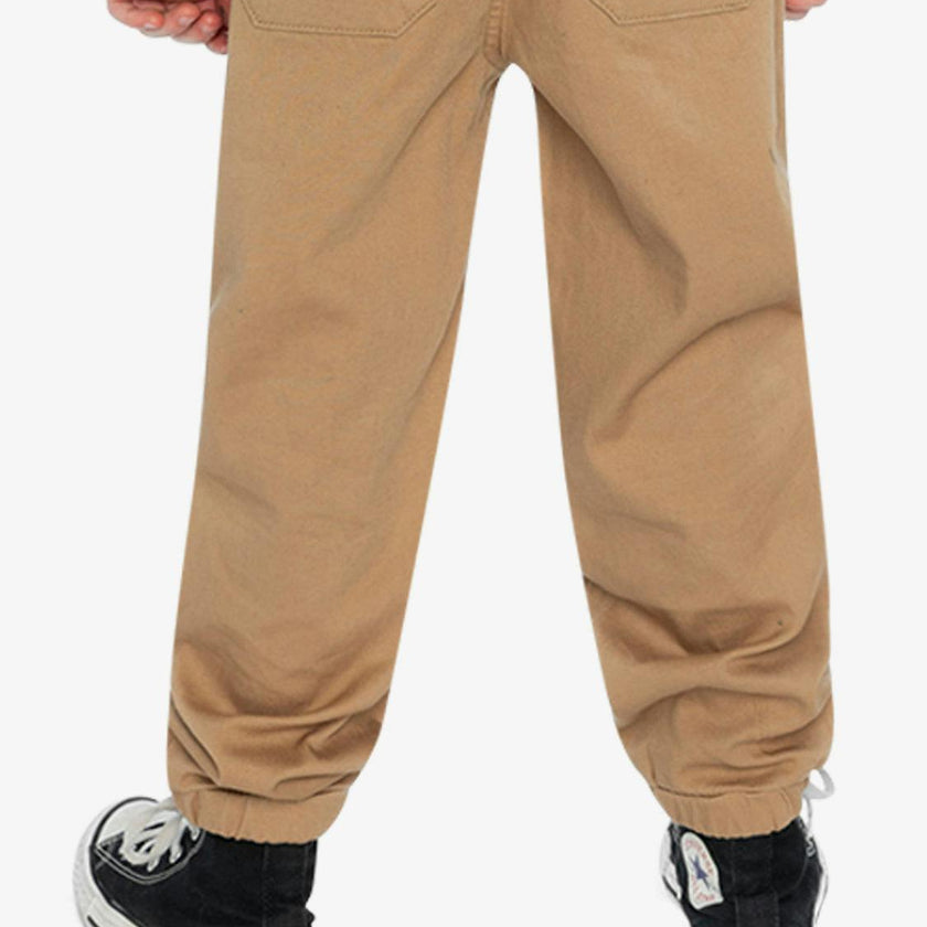 Stretch Canvas Jogger Pants Beige